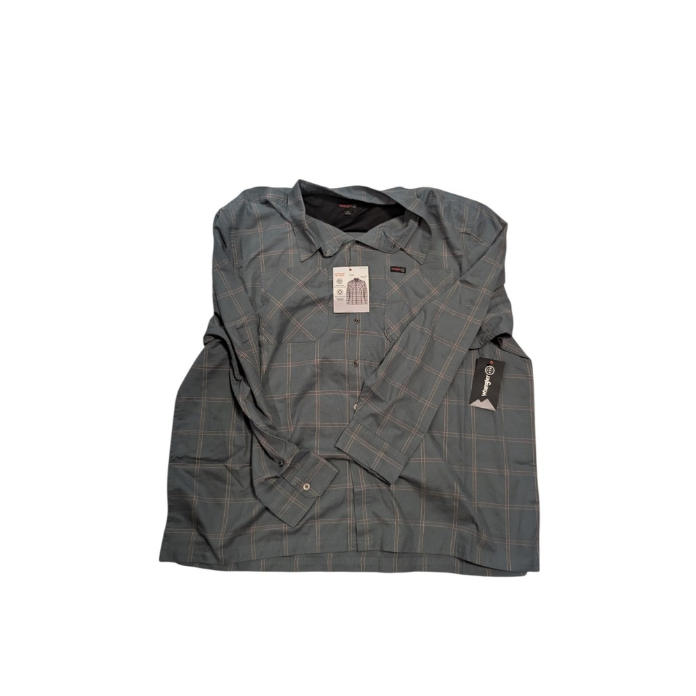 Wrangler ATP Adventure 365 Shirt Mens 3XL Gray Plaid Long Sleeve UPF 40 NWT